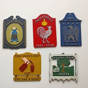 5 VINTAGE USA metal wall plaques - MADE IN USA